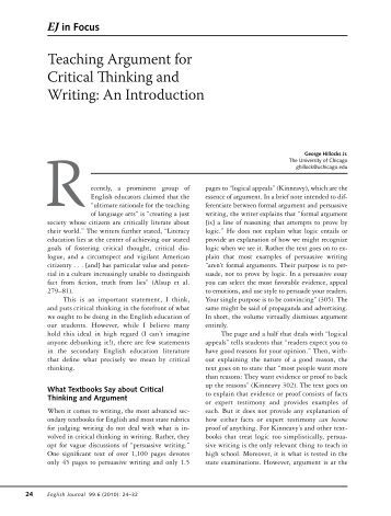 critical thinking argumentative essay writing Critical thinking this english composition and critical thinking core course lesson plan is designed to be used at a grade 12 or ap english level argument from the essay writing text you have assigned (such as the wampolenew. critical thinking argumentative essay writing Critical thinking this english composition and critical thinking core course lesson plan is designed to be used at a grade 12 or ap english level argument from the essay writing text you have assigned (such as the wampolenew.