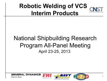 Robotic Welding of VCS Interim Products - NSRP