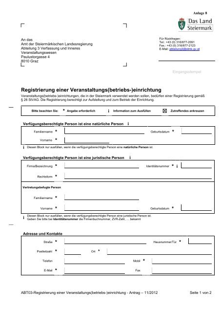 Verordnung der SteiermÃ¤rkischen Landesregierung vom Ã¼ber Inhalt ...