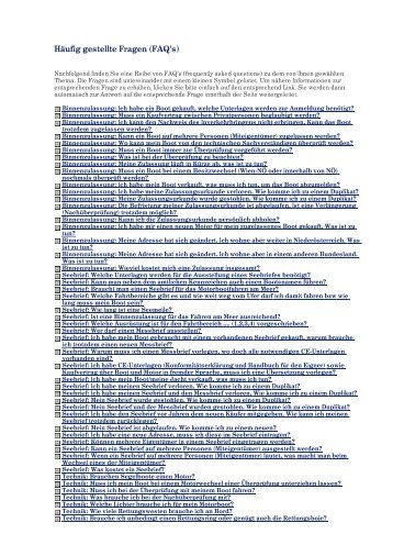 HÃ¤ufig gestellte Fragen (FAQ's) - Boote Feichtner