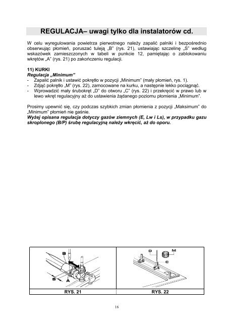 INSTALACJA â uwagi tylko dla instalatorÃ³w cd. - Ardo