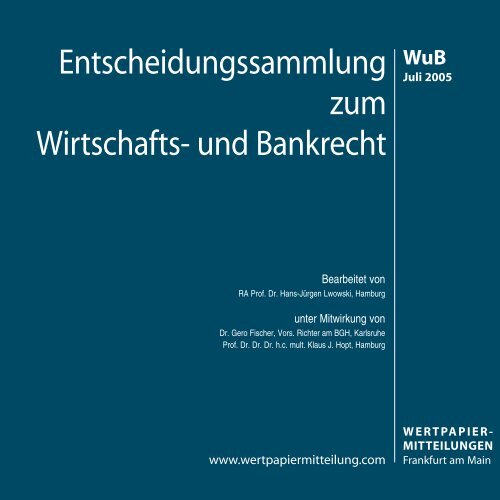 Titel WuB 07.qxd - WM Wirtschafts- und Bankrecht