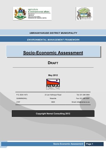 Socio-Economic Report - Department of Agriculture and ...