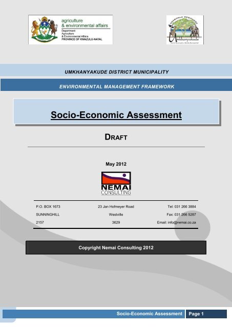 Socio-Economic Report - Department of Agriculture and ...