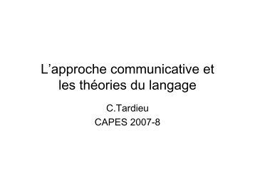 L'approche communicative capes 2008 - Espace Langues