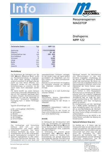 Personensperren MAGSTOP Drehsperre MPP 122