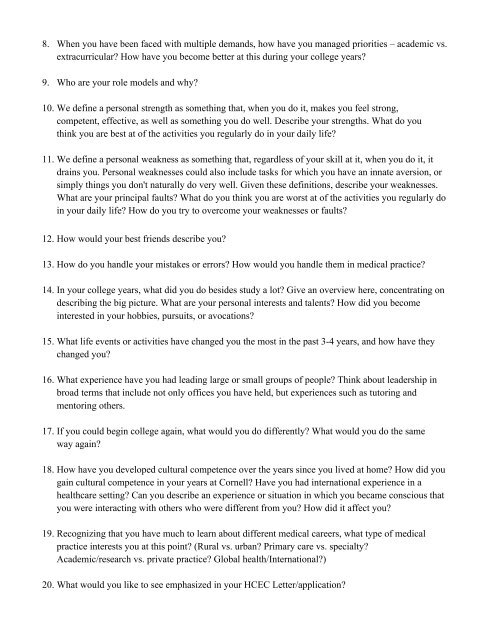 20 Questions - Cornell Career Services