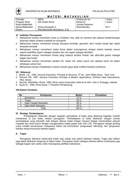 OUTLINE KAN.pdf - Analis Kimia - Universitas Islam Indonesia