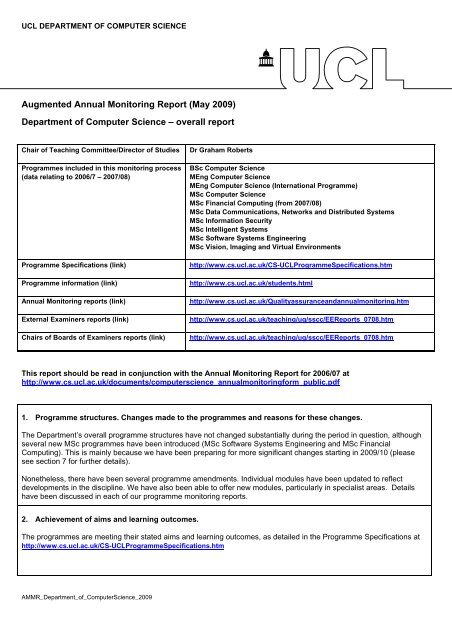 Goneryl skulder hærge Overall departmental report - UCL Department of Computer Science