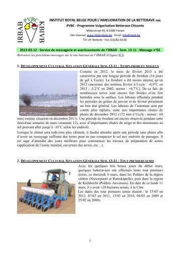 institut royal belge pour l'amelioration de la betterave asbl
