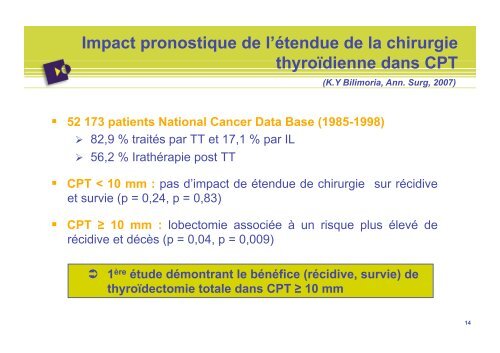 Quel traitement chirurgical dans les Cancers DiffÃ©renciÃ©s de la ...