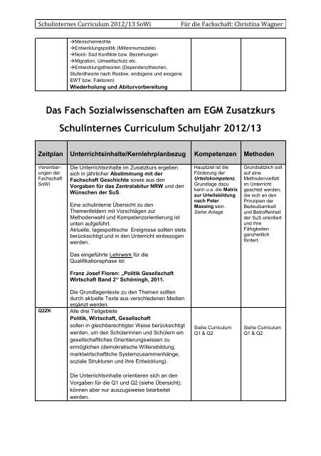 Das Fach Sozialwissenschaften am EGM Q1/Q2 - Evangelisches ...