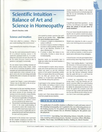 Scientific Intuition - Balance of Art and Science in Homeopathy