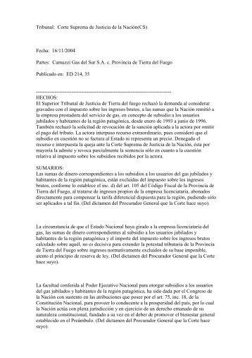 Camuzzi Gas c Provincia de Tierra del Fuego49.35 KB - Facultad de ...