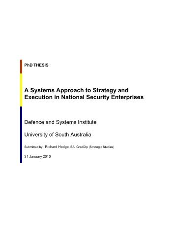 A Systems Approach to Strategy and Execution in National Security ...