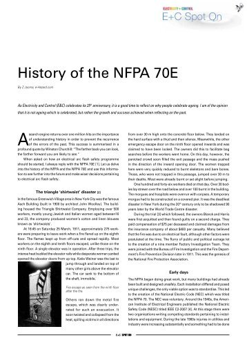 History of the NFPA 70E - E+C Spot On