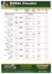 BORAL Pricelist - Centenary Landscaping Supplies