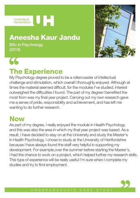 Undergraduate student views - University of Hertfordshire