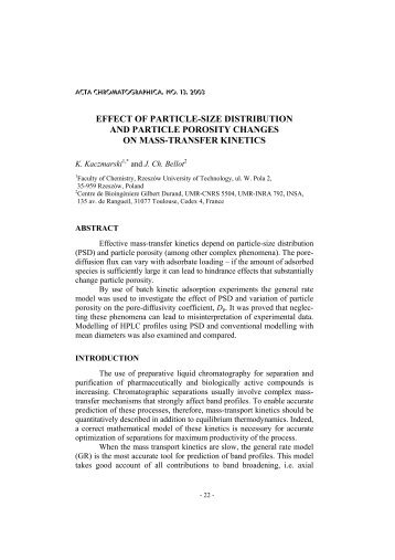 effect of particle-size distribution and particle porosity changes on ...