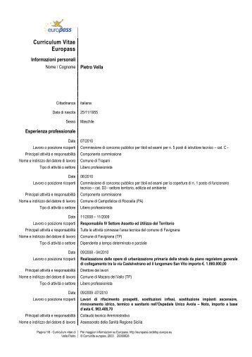 Curriculum vitae - Comune di Favignana