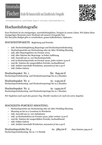 Hochzeitspreise â unsere Hochzeitsfotografie - Fotostudio - Fischer