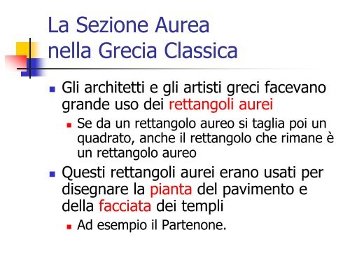 La Sezione Aurea - Sede di Architettura