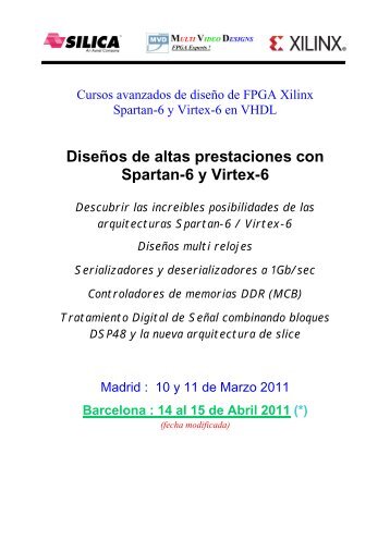 Cursos avanzados Xilinx Spartan-6 Virtex-6 Madrid Barcelon…