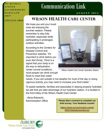 to view the Wilson Health Care Center monthly newsletter. - Asbury ...