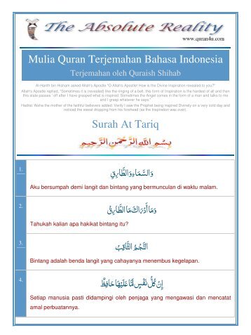 Mulia Quran Terjemahan Bahasa Indonesia Surah At Tariq