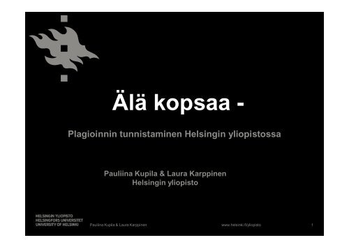 Koulutusmateriaalit - Helsinki.fi