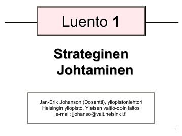 Strateginen johtaminen Luento 1 - Helsinki.fi