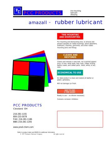AMAZALL tm RUBBER LUBRICANT - Products Chemical Company