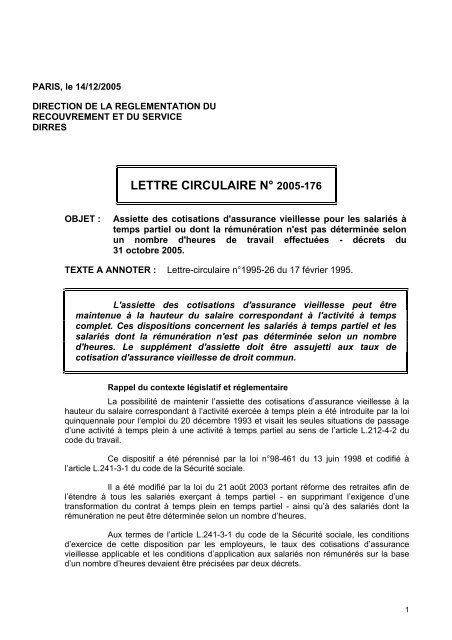 ASSIETTE DES COTISATIONS D'ASSURANCE VIEILLESSE - Urssaf