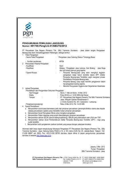 PT PERUSAHAAN GAS NEGARA (PERSERO) Tbk