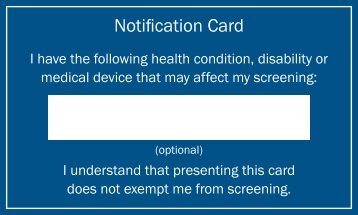 TSA's Notification Card