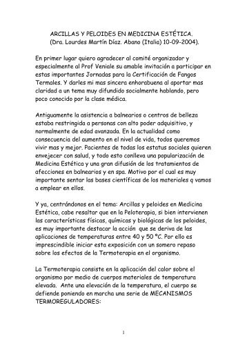 ARCILLAS Y PELOIDES EN MEDICINA ESTÃTICA. (Dra. Lourdes ...