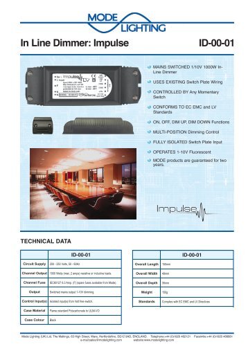 In Line Dimmer: Impulse ID-00-01 - Mr RESISTOR