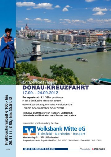 DONAU-KREUZFAHRT Entspanntes Reisen - Volksbank Mitte eG