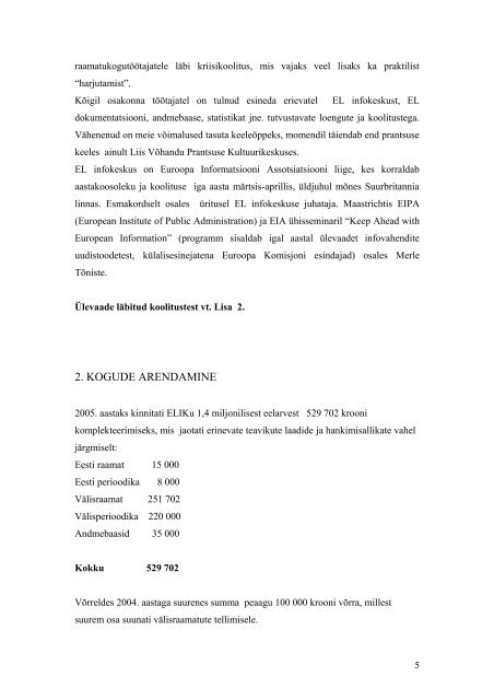 2005. aasta - Euroopa Liidu Infokeskus - Eesti Rahvusraamatukogu