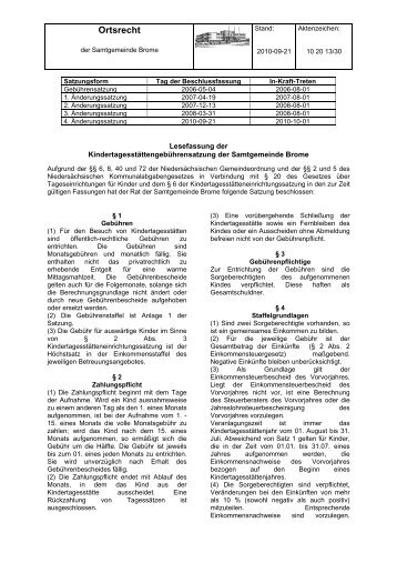 Vorlage Satzungsdarstellung - Samtgemeinde Brome