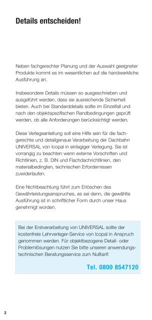 Icopal UNIVERSAL Verlegeanleitung - UNIVERSAL, die POCB ...