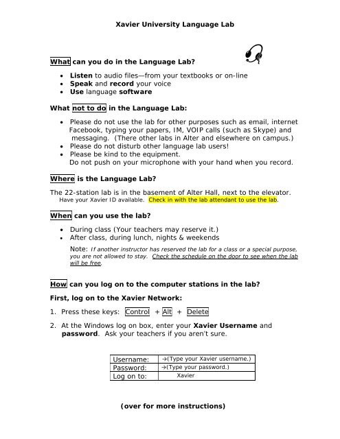 What can you do in the Language Lab - Xavier University