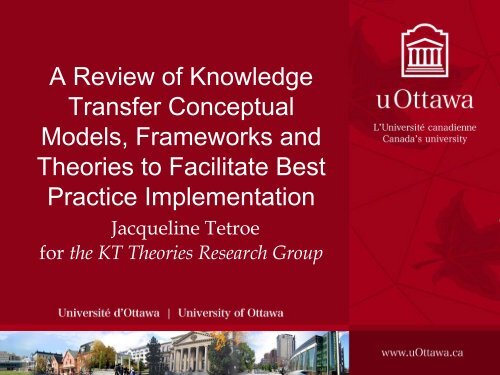 A Review of Knowledge Transfer Conceptual Models, Frameworks ...