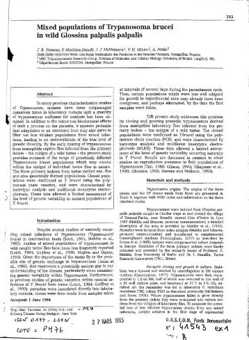 Mixed populations of Trypanosoma brucei in wild Glossina palpalis ...