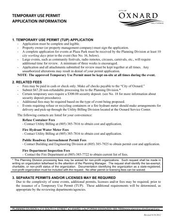 TUP Application Information - Development Services - City of Oxnard