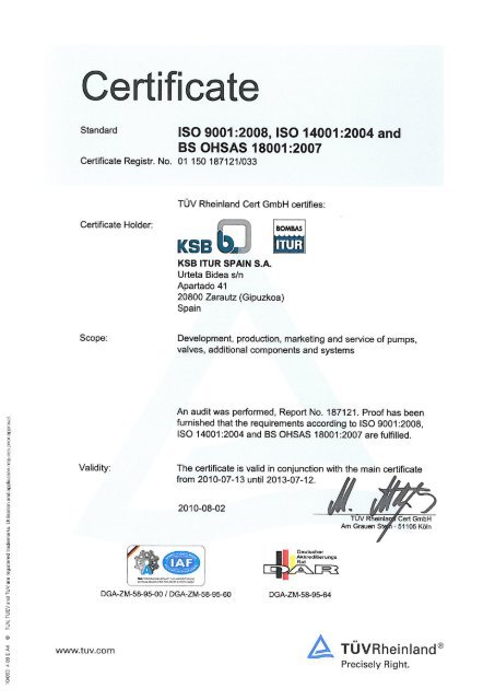 KSB ITUR Certificate
