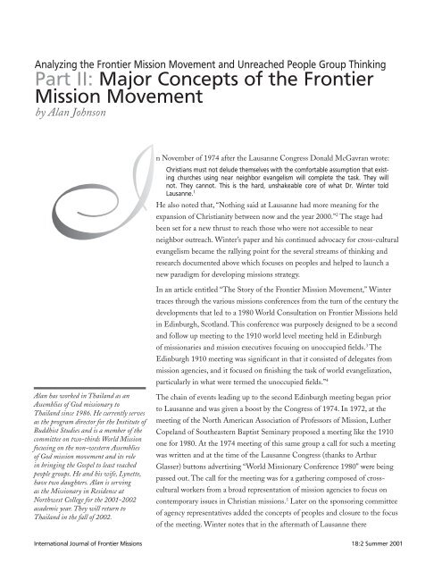 Major Concepts of the Frontier Mission Movement - International ...