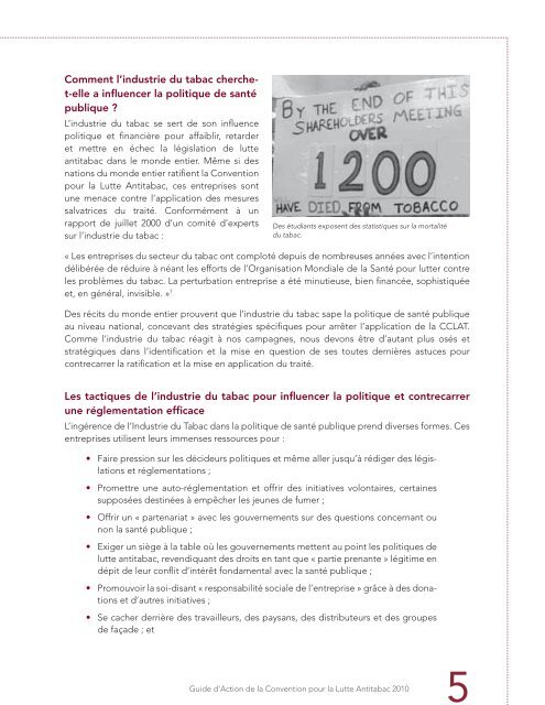 guide d'action de la convention pour la lutte antitabac 2010