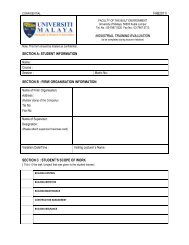 Industrial Training Evaluation Form - Faculty of Built Environment