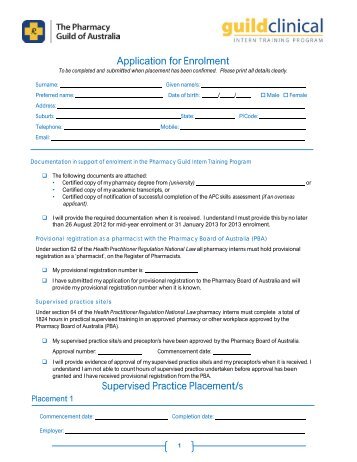 Intern Enrolment Form - The Guild